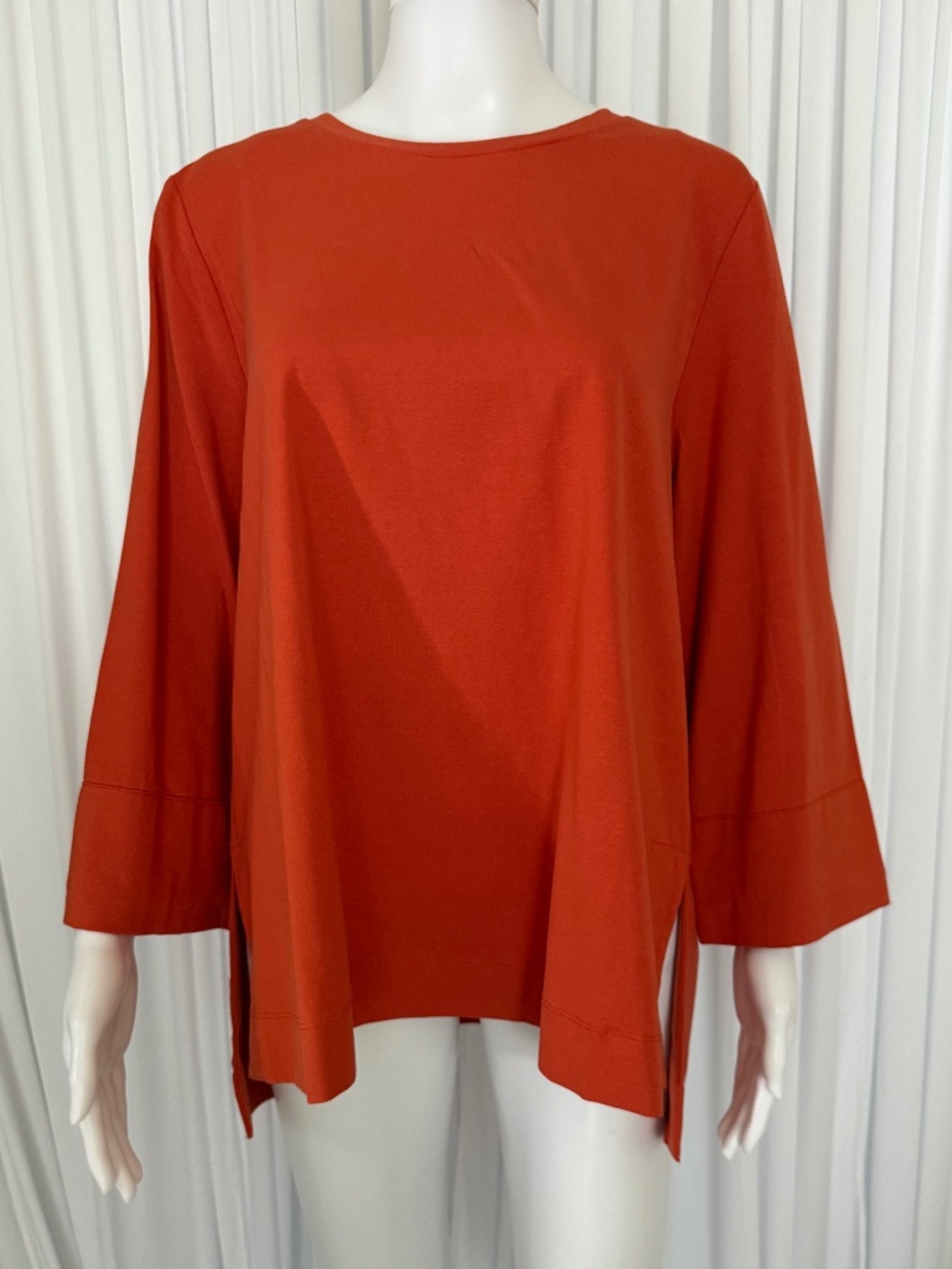 Marla Wynne Cotton Soft Knit Top | Large | NWOT | 3/4 Sleeve | Hi-Low Hem